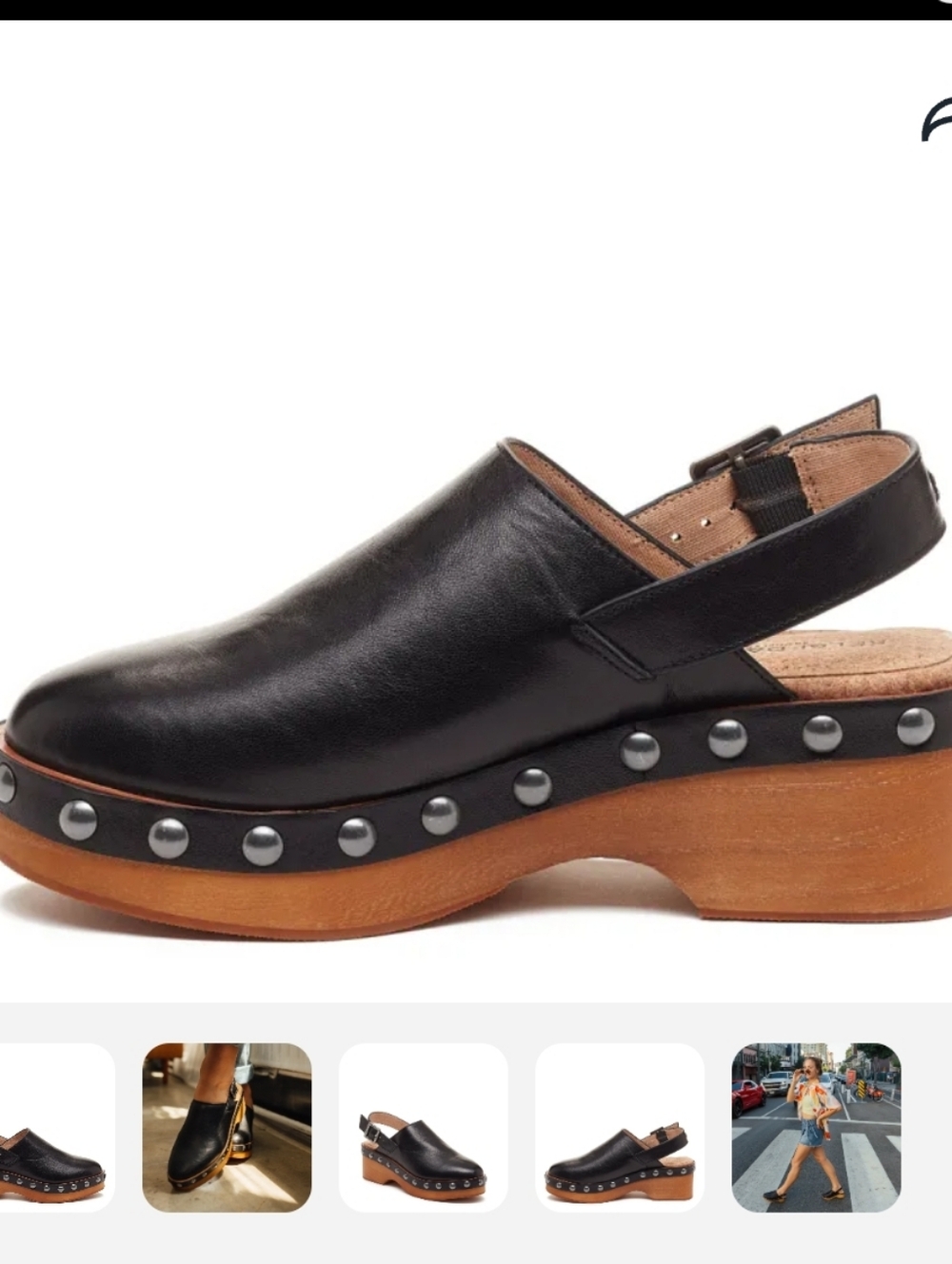 Kelsi Dagger Warehouse Black Leather Studded Slingback Clog